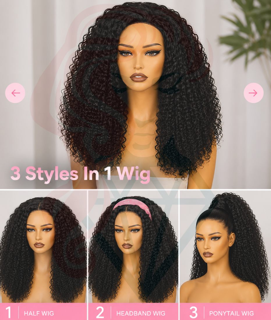 3 in 1 Half Wig