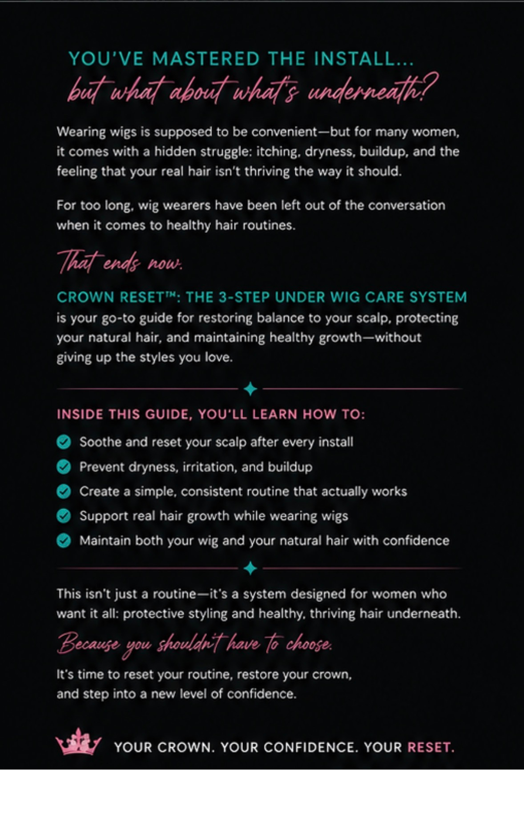 Crown Reset Bundle: Elixir + Under Wig Care Guide