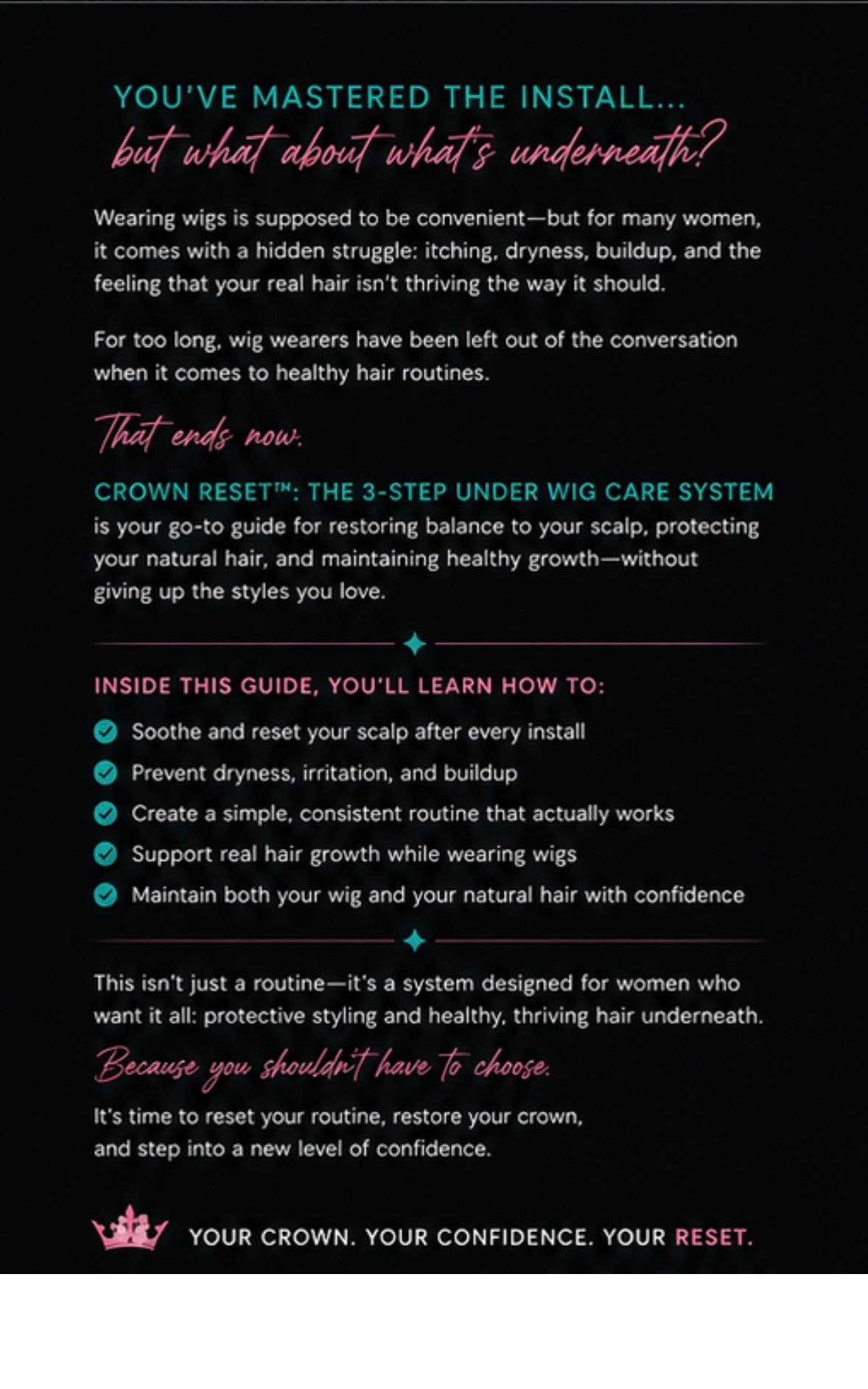 Crown Reset Bundle: Elixir + Under Wig Care Guide